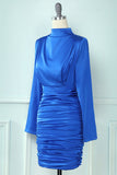 Royal Blue High Neck Bodycon Vestido de cóctel