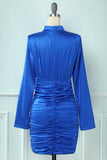 Royal Blue High Neck Bodycon Vestido de cóctel