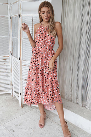 Vestido de Maxi Boho de Lunares Rosas