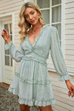 Light_Green V Cuello Vestido de Verano