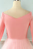 Cargar imagen en el visor de la galería, Vestido vintage de malla de encaje rosa bordado