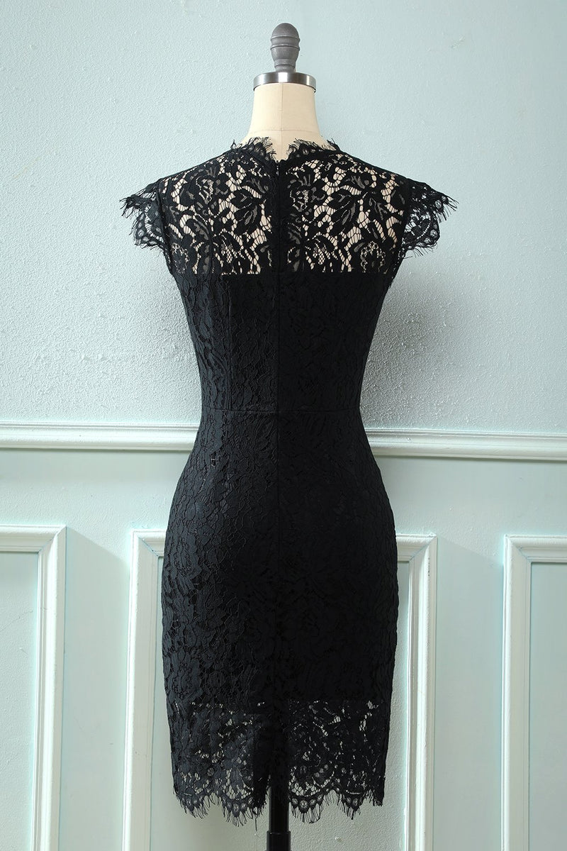 Cargar imagen en el visor de la galería, Vestido de encaje bodycon negro