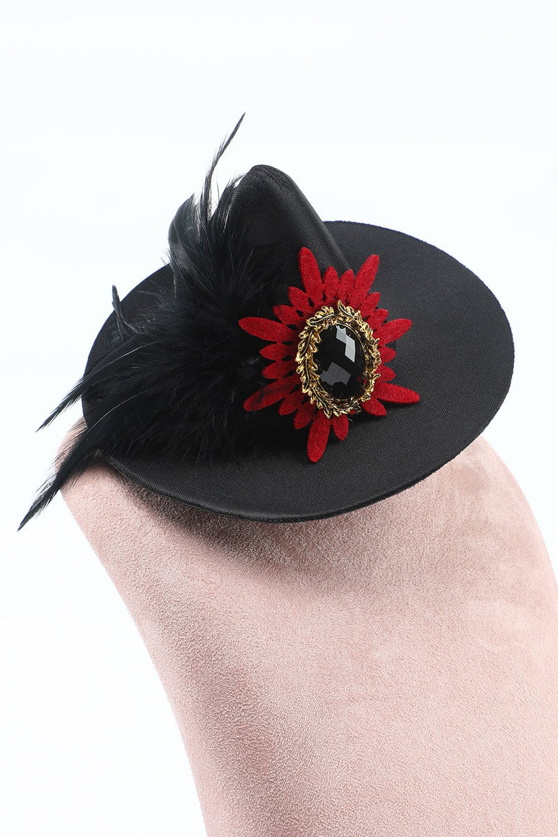 Cargar imagen en el visor de la galería, Sombrero de bruja de Halloween para mujeres negras con plumas