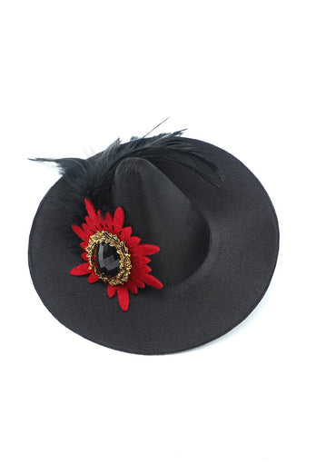 Sombrero de bruja de Halloween para mujeres negras con plumas