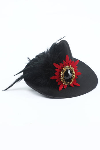 Sombrero de bruja de Halloween para mujeres negras con plumas