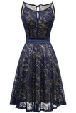 Navy Vintage Lace Halloween Vestido