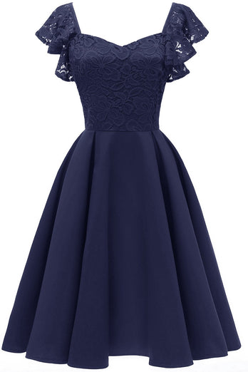 Vestido de fiesta de cóctel de color burdeos con escote corazón