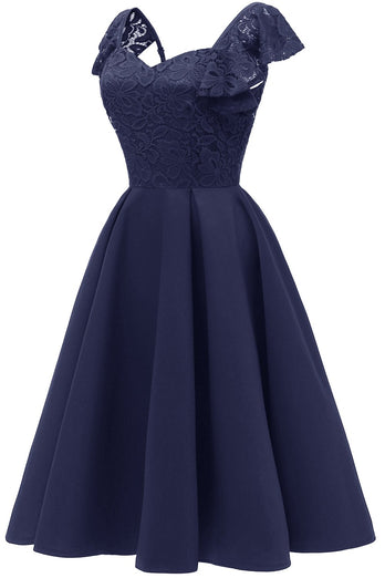 Vestido de fiesta de cóctel de color burdeos con escote corazón