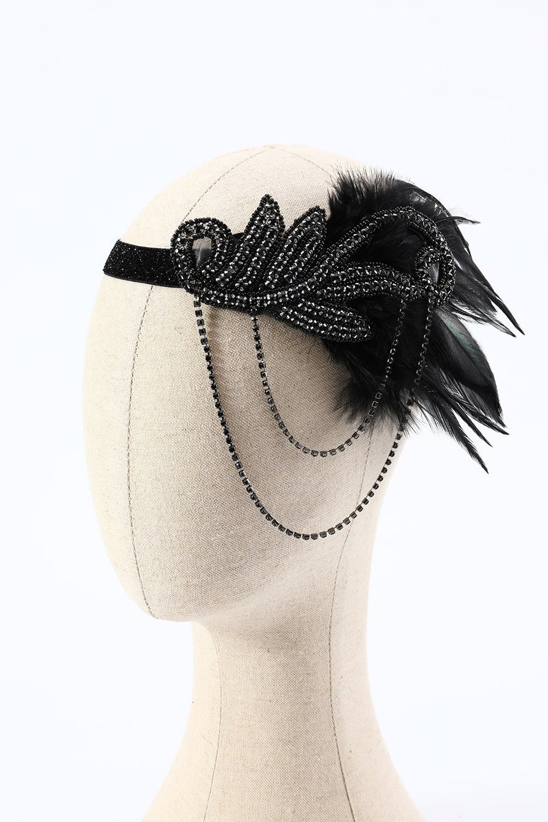 Cargar imagen en el visor de la galería, Conjuntos de accesorios de fiesta negros de la década de 1920