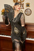 Cargar imagen en el visor de la galería, Lentejuelas dorado negro talla grande 1920s vestido