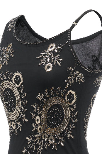 Vestido Seuqins Gatsby de flecos negros