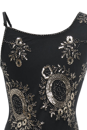 Vestido Seuqins Gatsby de flecos negros
