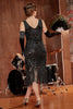 Cargar imagen en el visor de la galería, Negro Cuello en V Gatsby 1920s Flapper Vestido