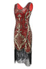 Cargar imagen en el visor de la galería, Negro cuello en V Fringe Sequins 1920s Vestido