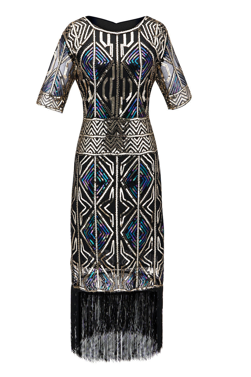 Cargar imagen en el visor de la galería, Azul Lentejuelas Gatsby 1920s Vestido