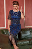 Cargar imagen en el visor de la galería, Azul Lentejuelas Gatsby 1920s Vestido