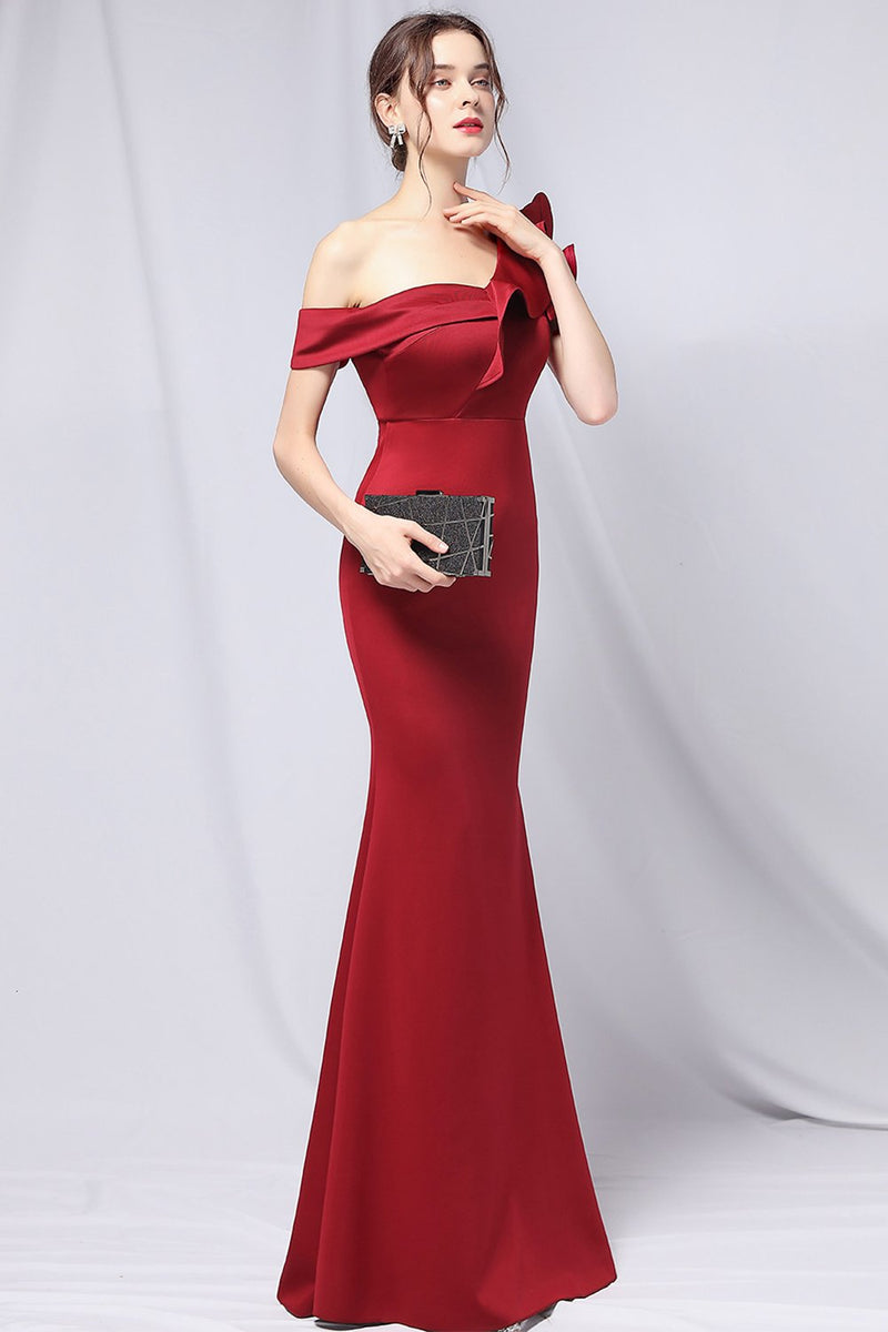 Cargar imagen en el visor de la galería, Un vestido de fiesta simple de hombro