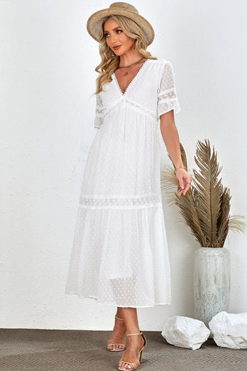 Vestido de verano Boho de encaje blanco