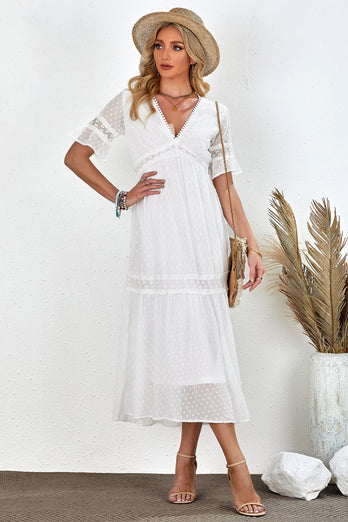 Vestido de verano Boho de encaje blanco