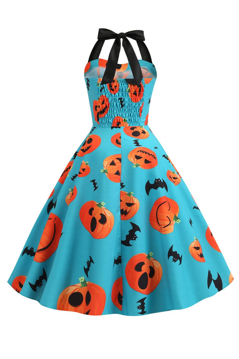 Cargar imagen en el visor de la galería, Vestido Vintage de Halloween Halter Naranja