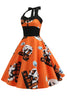 Cargar imagen en el visor de la galería, Vestido Vintage de Halloween Halter Naranja