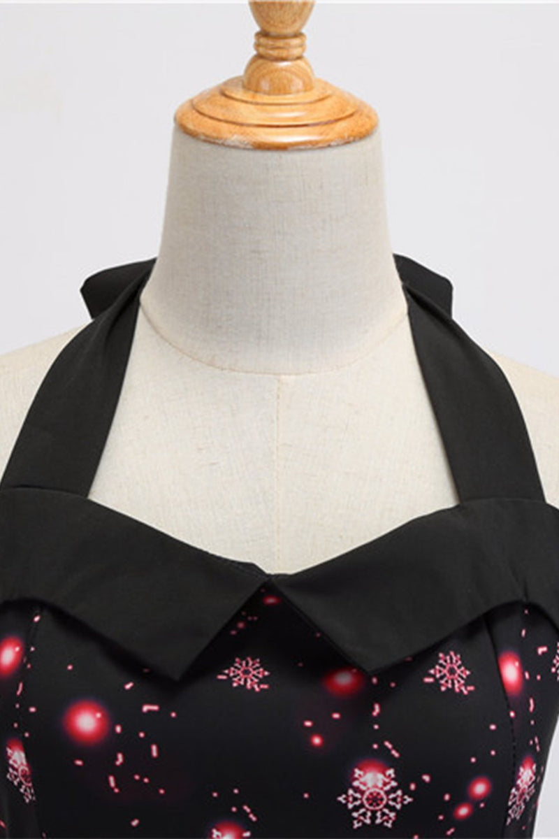 Cargar imagen en el visor de la galería, Vestido Rojo de Navidad Halter de la década de 1950