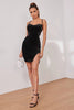 Cargar imagen en el visor de la galería, Bodycon Spaghetti Straps Black Velvet Holiday Party Dress