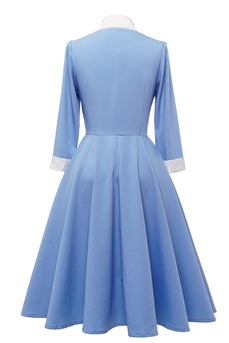 Blue Button Vintage 1950s Vestido con Bowknot