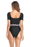 Cuello cuadrado Negro One Piece Swimwear