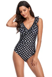 Trajes de baño Black Polka Dots One Piece