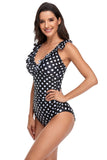 Trajes de baño Black Polka Dots One Piece