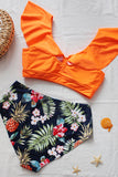 Bikini Floral Naranja De Talla Grande