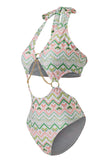 Trajes de baño Green Halter Push Up One Piece