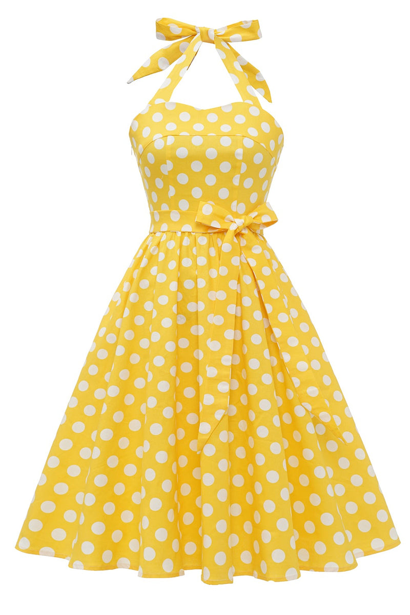 Cargar imagen en el visor de la galería, Lunares amarillos Pin Up Vintage Dress