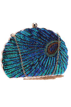 Embrague en forma de concha verde pavo real