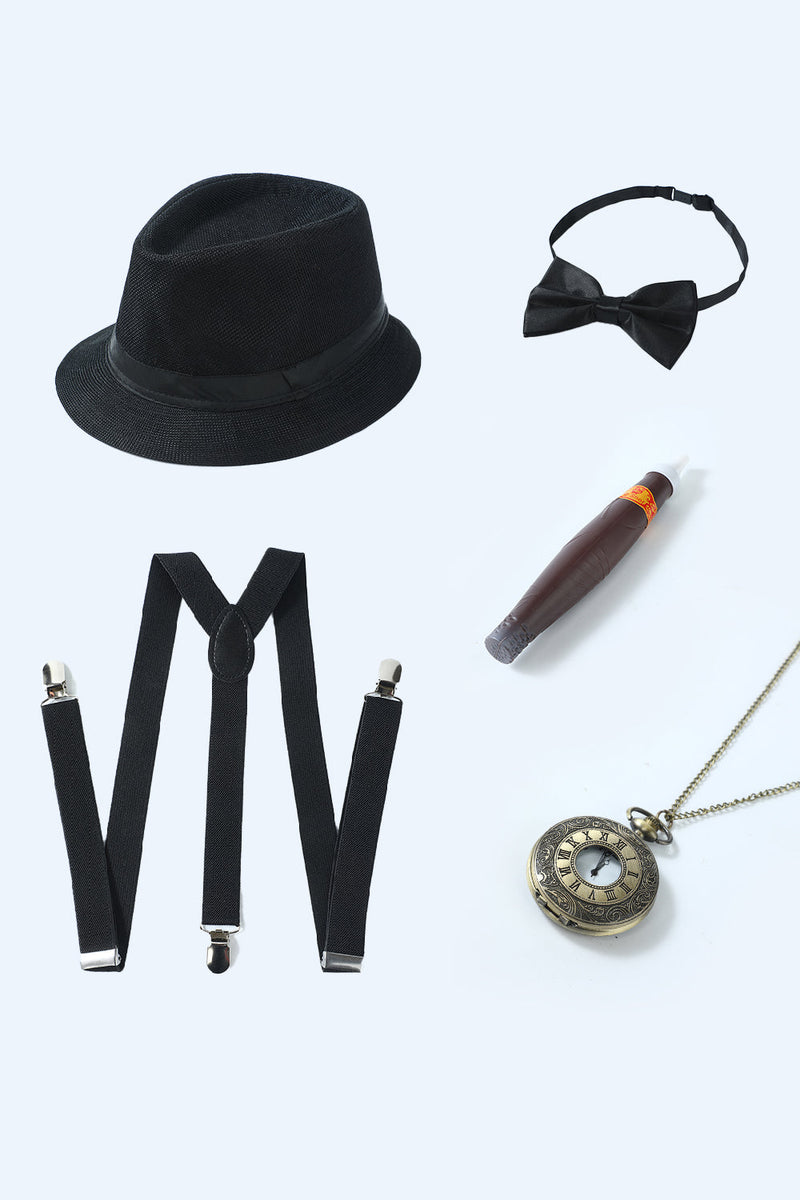 Cargar imagen en el visor de la galería, Negro 1920s Accesorios Set para Hombres