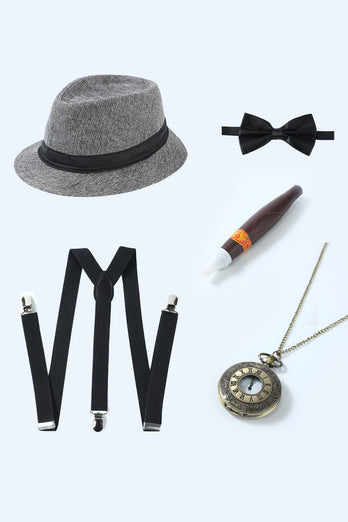 Conjunto de accesorios gris de la década de 1920 para hombres