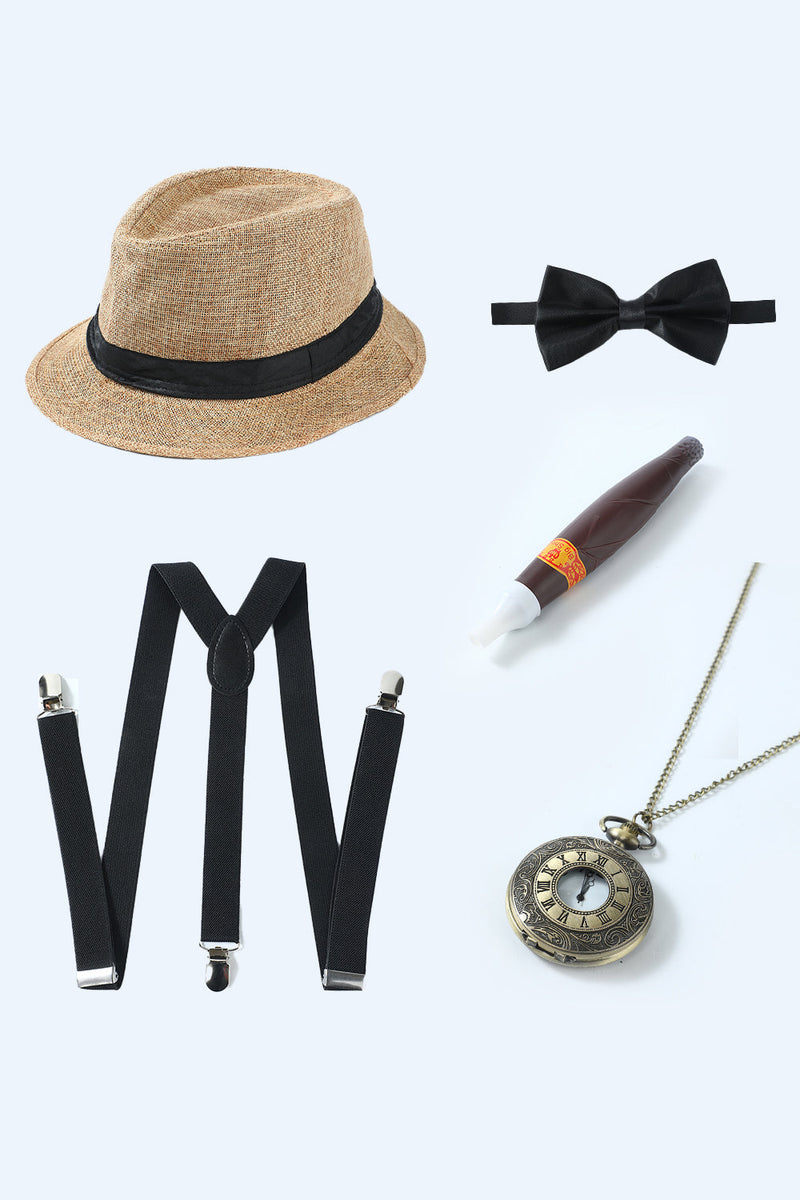 Cargar imagen en el visor de la galería, Juego de accesorios blanco de la década de 1920 para hombres