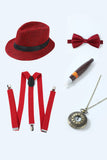 Conjunto de accesorios rojos de la década de 1920 para hombres