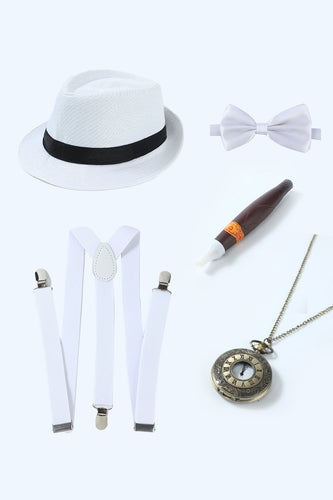 Juego de accesorios blanco de la década de 1920 para hombres