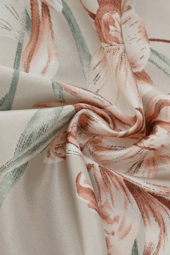 Túnica nupcial floral satinada gris claro