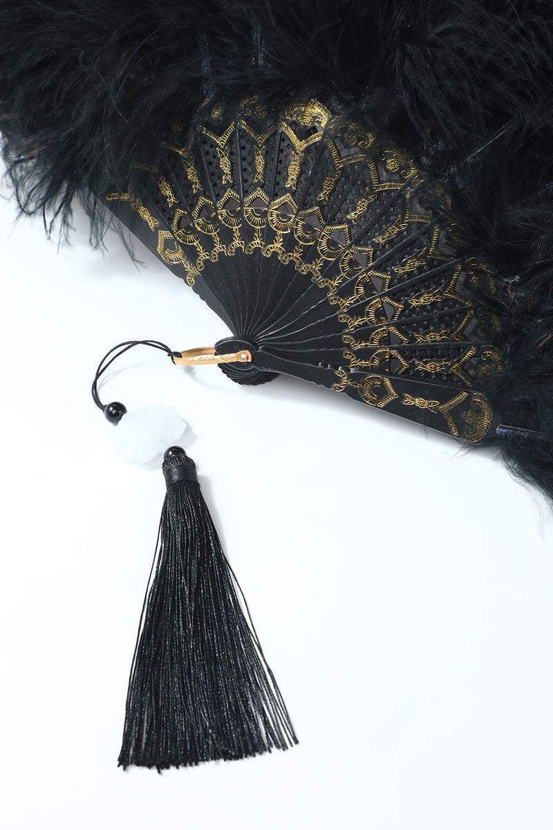 Cargar imagen en el visor de la galería, Ventilador de encaje de plumas de la década de 1920