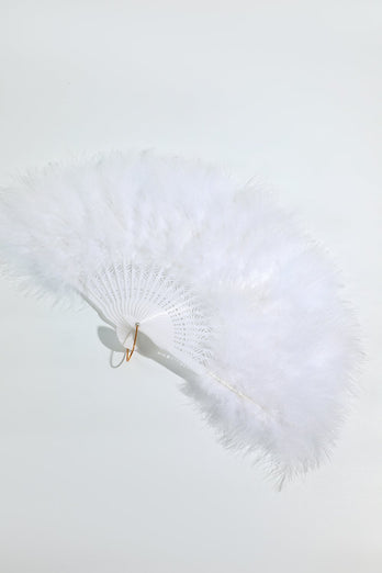 Gatsby Black Feather Plegable Fan
