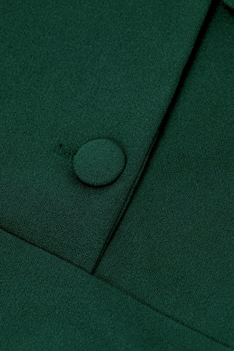 Cargar imagen en el visor de la galería, Vestido de manga corta verde oscuro Vintage de la década de 1950