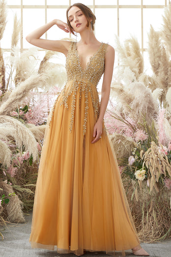Vestido largo con cuello en V
