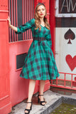 Vestido vintage a cuadros verde