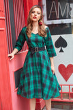 Vestido vintage a cuadros verde