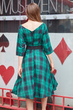 Vestido vintage a cuadros verde