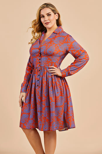 Vestido rojo de cintura delgada de cuello en V