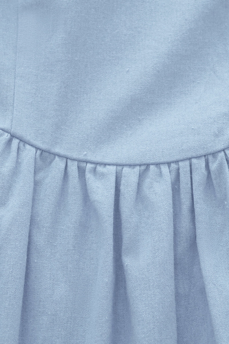 Cargar imagen en el visor de la galería, Vestido de verano azul de cuello cuadrado de estilo retro